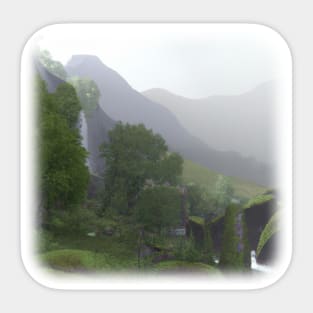 Beautiful mountain landscape in the fog Sticker